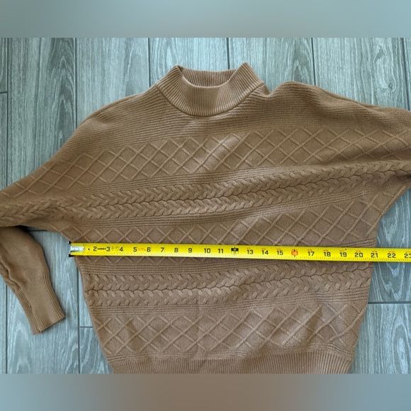 Magaschoni|Brown tan super soft mock neck sweater in textured detail•••Large - Picture 10 of 10